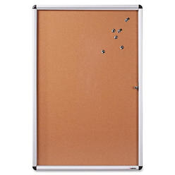 Lorell Enclosed Cork Bulletin Boards - 48" Height x 36" Width - Natural Cork Surface - Durable, Resi