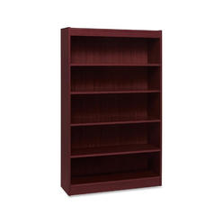 Lorell Panel End Hardwood Veneer Bookcase - 36" x 12" x 60" - 5 x Shelf(ves) - 550 lb Load Capacity