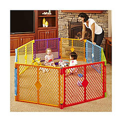 North States Industries Toddleroo by North States Superyard Colorplay 8 Panel Free Standing Play Yard, Indoor or Outdoor Baby Playpen, Baby Gate. Made i
