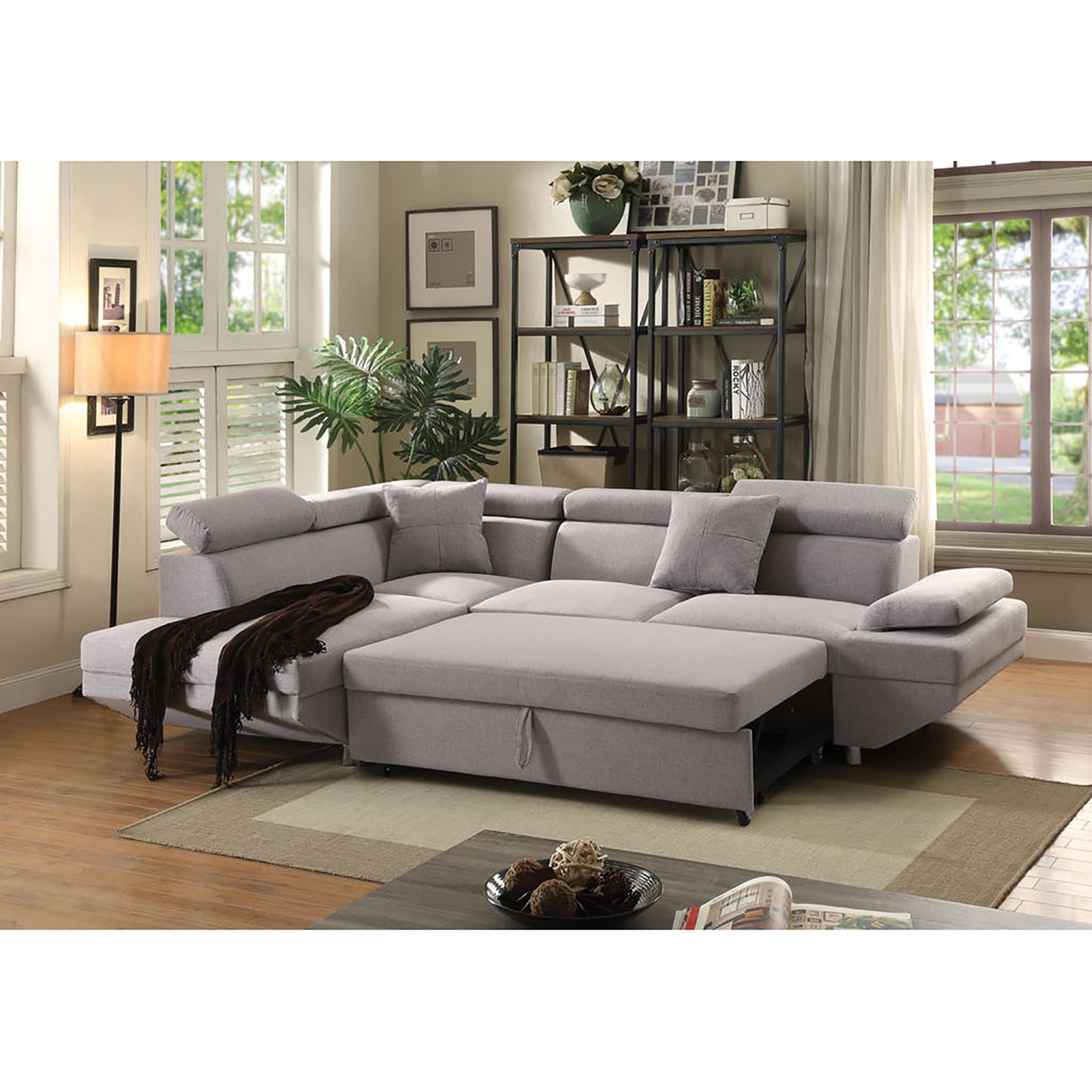 Acme Furniture Jemima 2pc. Sectional Sofa Set with Sleeper - Gray