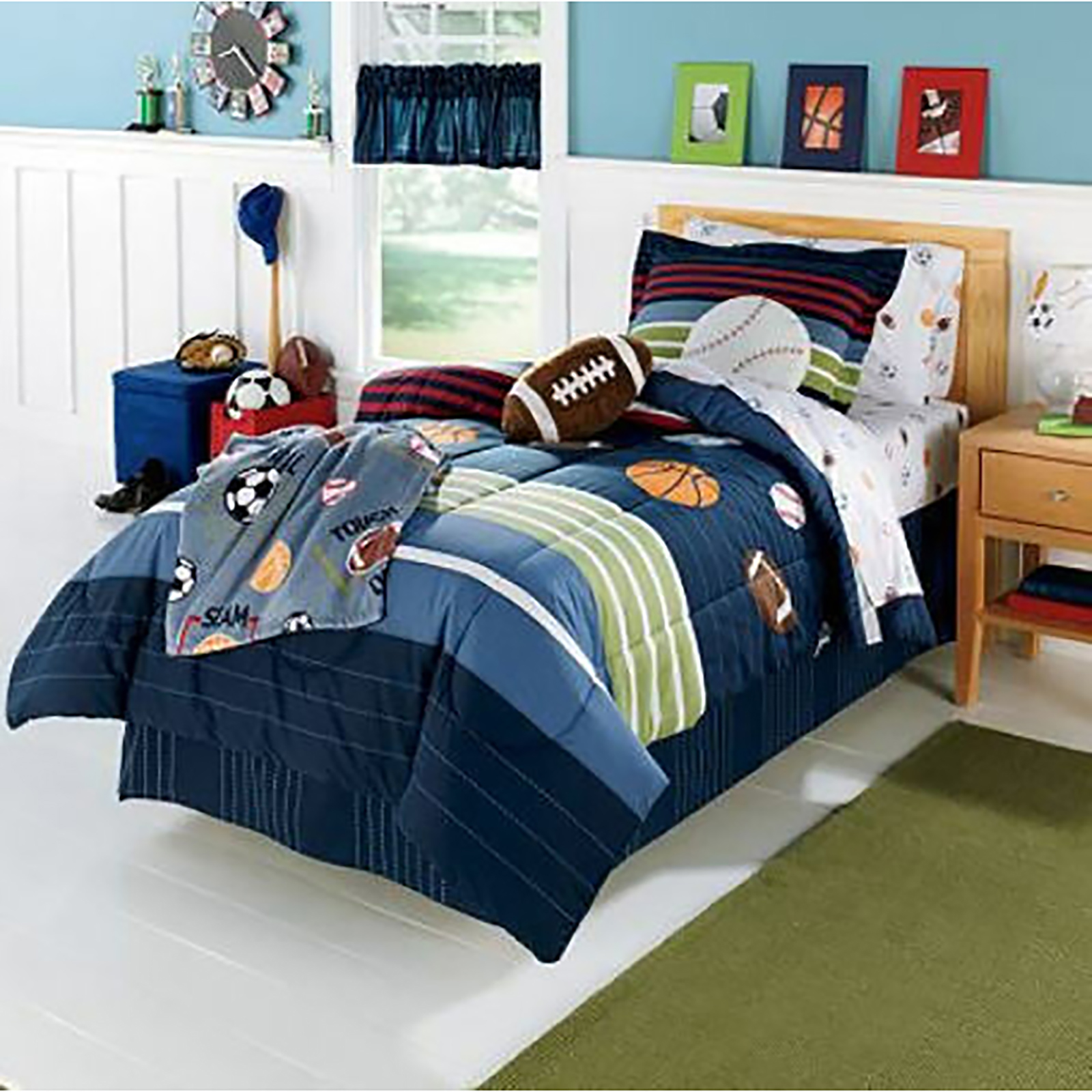 Kids Bedding 246537838 MVP Sports 7pc. Comforter Set - Blue