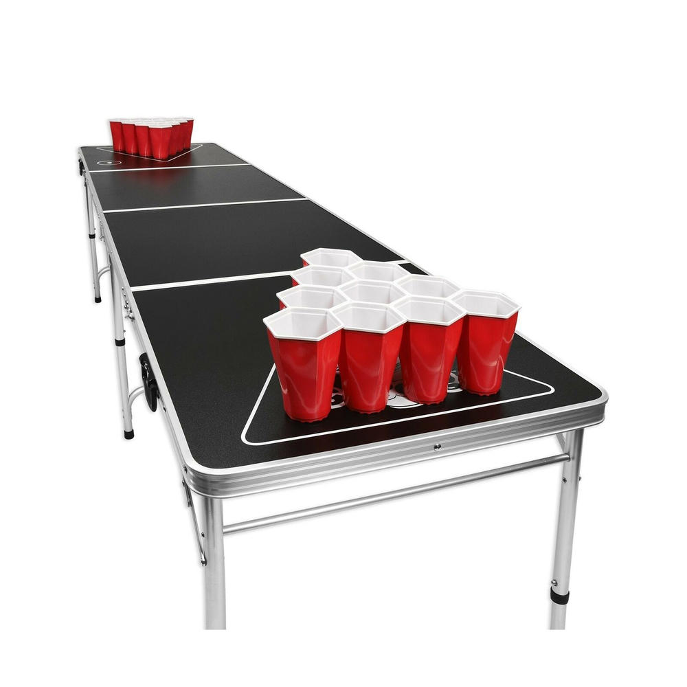GoPong 8' Portable Beer Pong Tailgate Table - Black