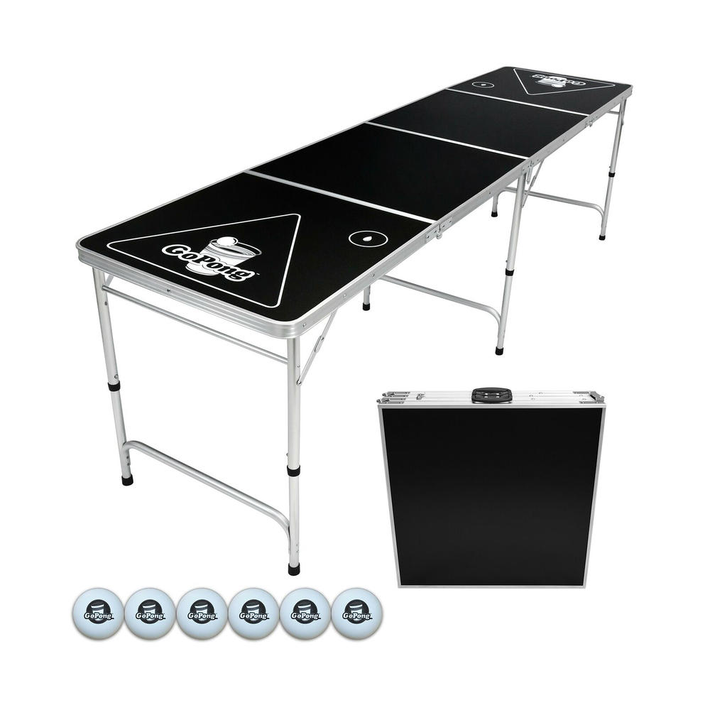 GoPong 8' Portable Beer Pong Tailgate Table - Black