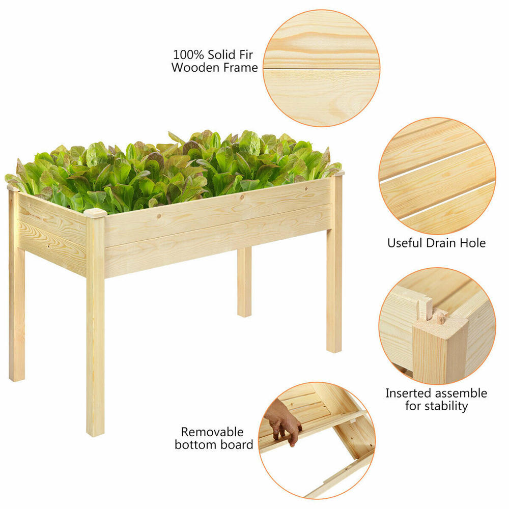 Costway Elevated Garden Box Planter with Black Liner