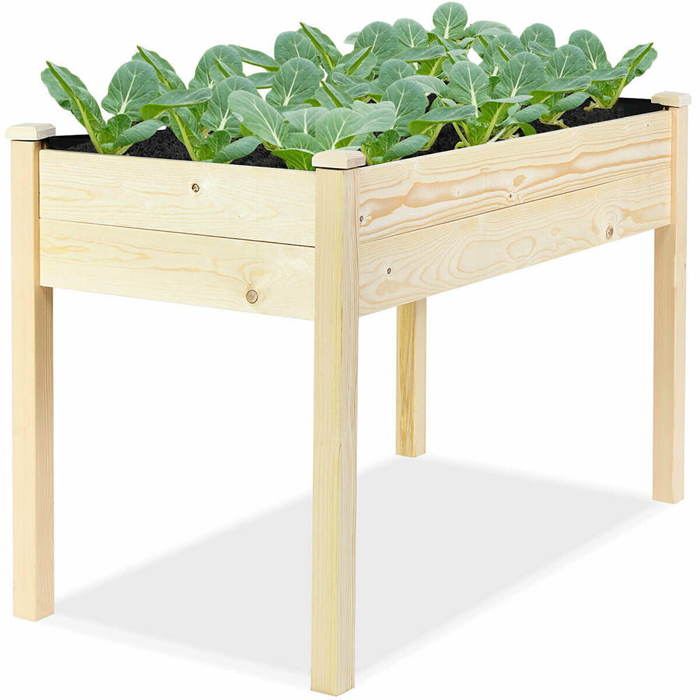 Costway Elevated Garden Box Planter with Black Liner