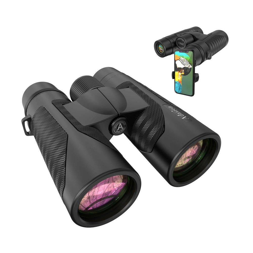 Adasion 12 x 42 Binoculars for Adults with New Smartphone Photograph Adapter