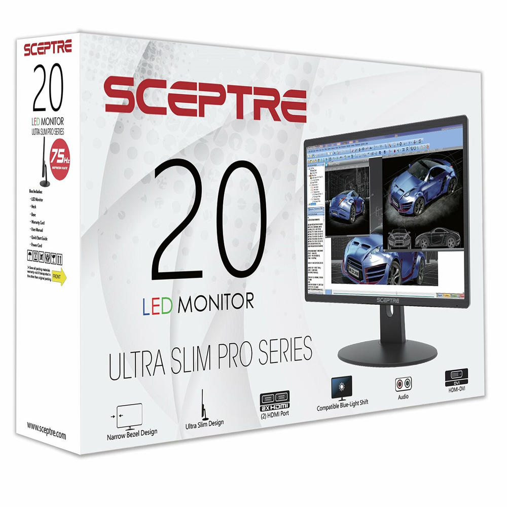 Sceptre E205W-16003R Ultra Slim Pro 20" LED Monitor - Black