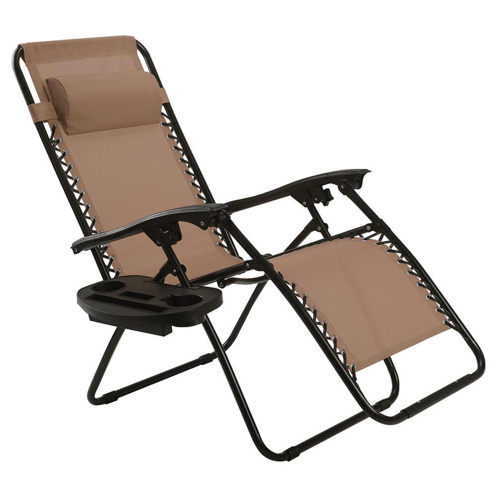Goplus Folding Zero Gravity Reclining Lounge Chair - Brown