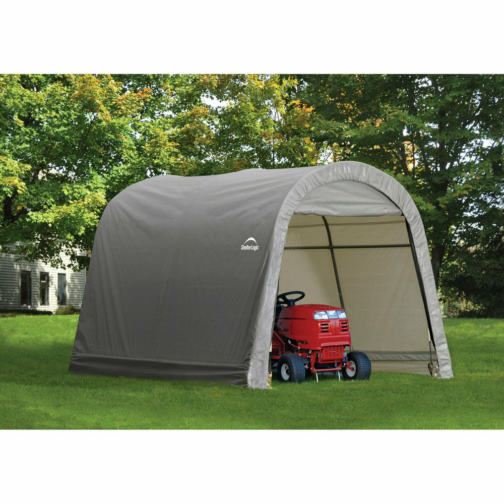 ShelterLogic 70435 10' x 10' Round Style Storage Shed with Cover – Gray