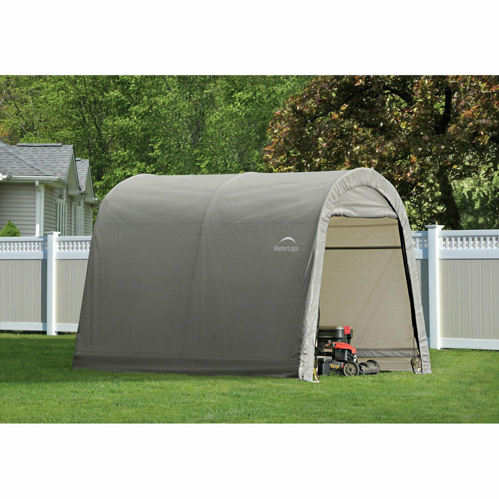 ShelterLogic 70435 10' x 10' Round Style Storage Shed with Cover – Gray