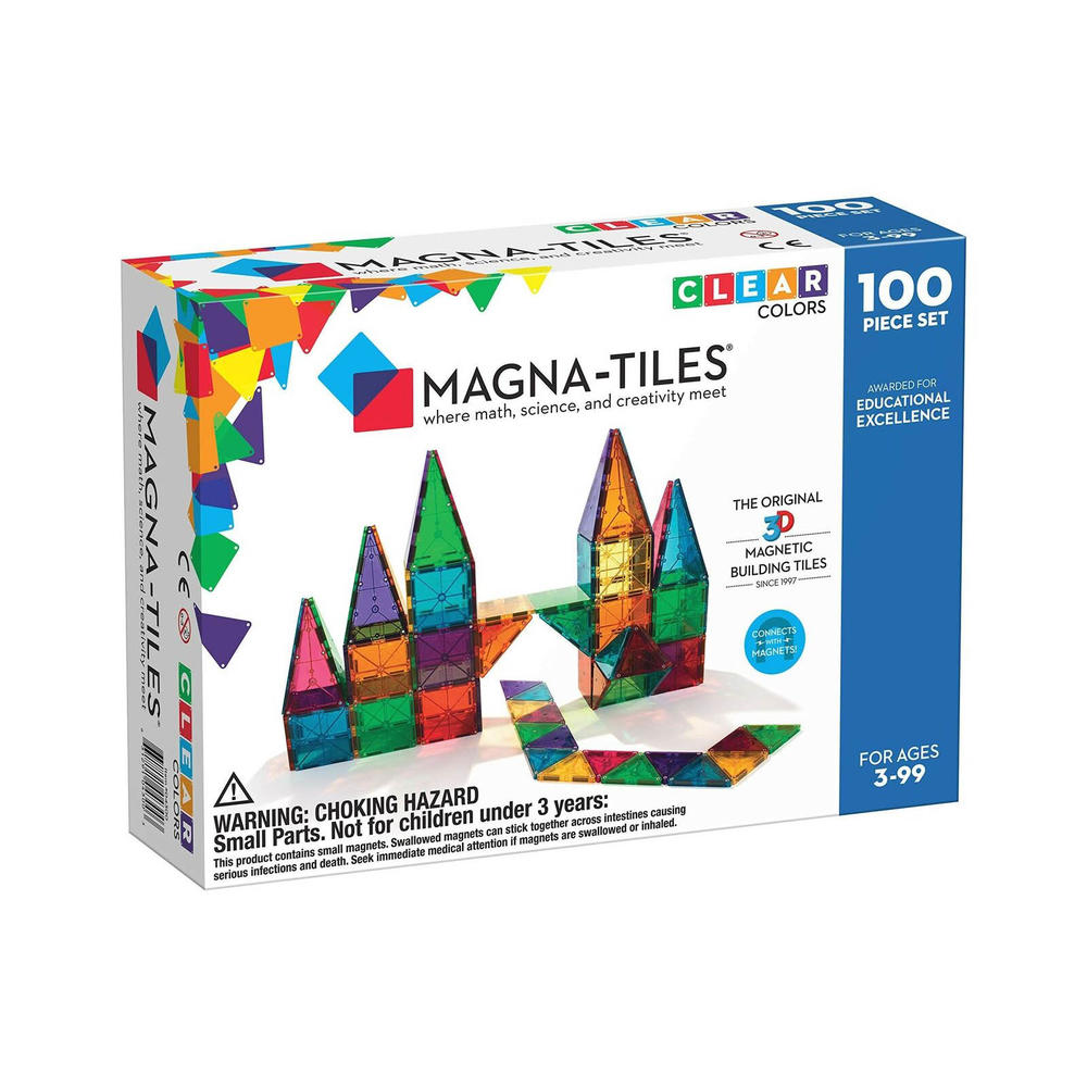Magna-Tiles 04300 100pc. Clear Colors Building Set