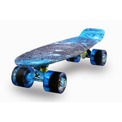 Meketec Skateboards Complete Mini Cruiser Retro Skateboard for Kids Boys Youths Beginners 22 Inch(The Starry Sky)
