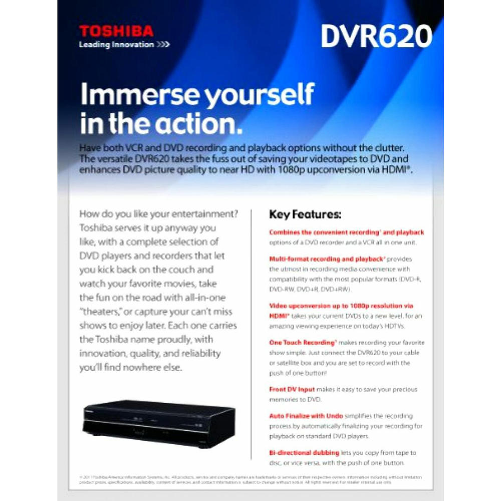 Toshiba DVR620 DVD/VHS Recorder Combo