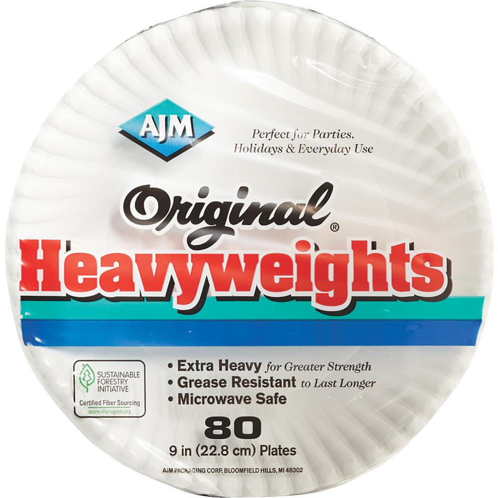 AJM 80pc. Original Heavyweights Paper Plates-White