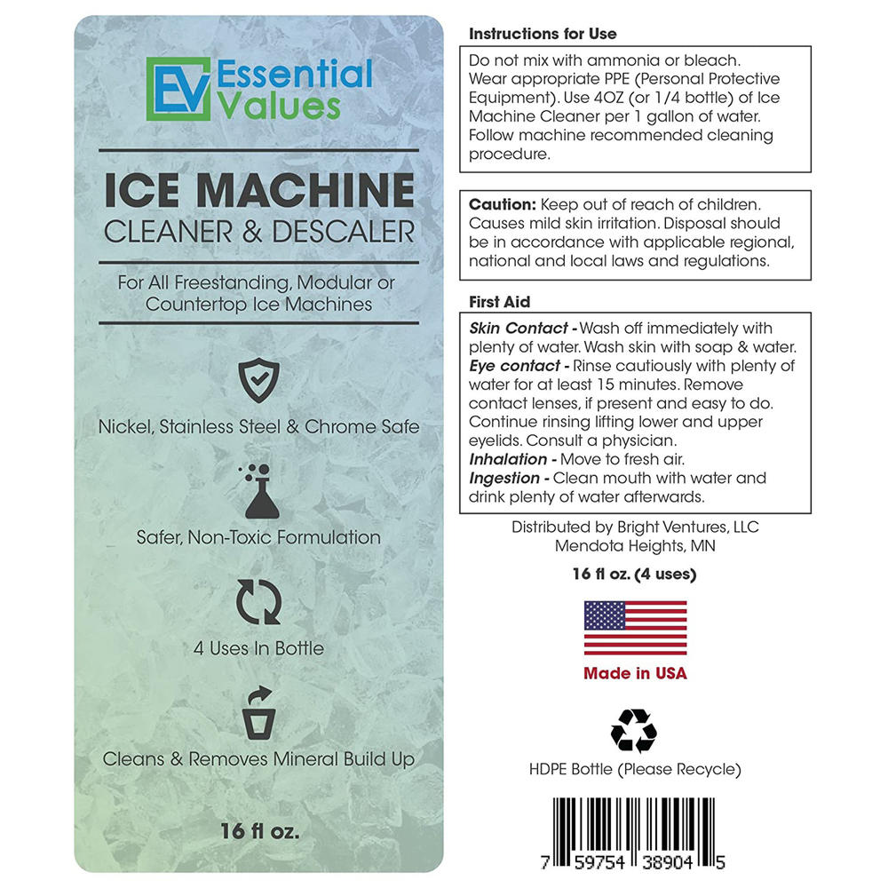 Essential Values EV-IceMachine-Cleaner 16fl.oz. Ice Machine Cleaner and ...