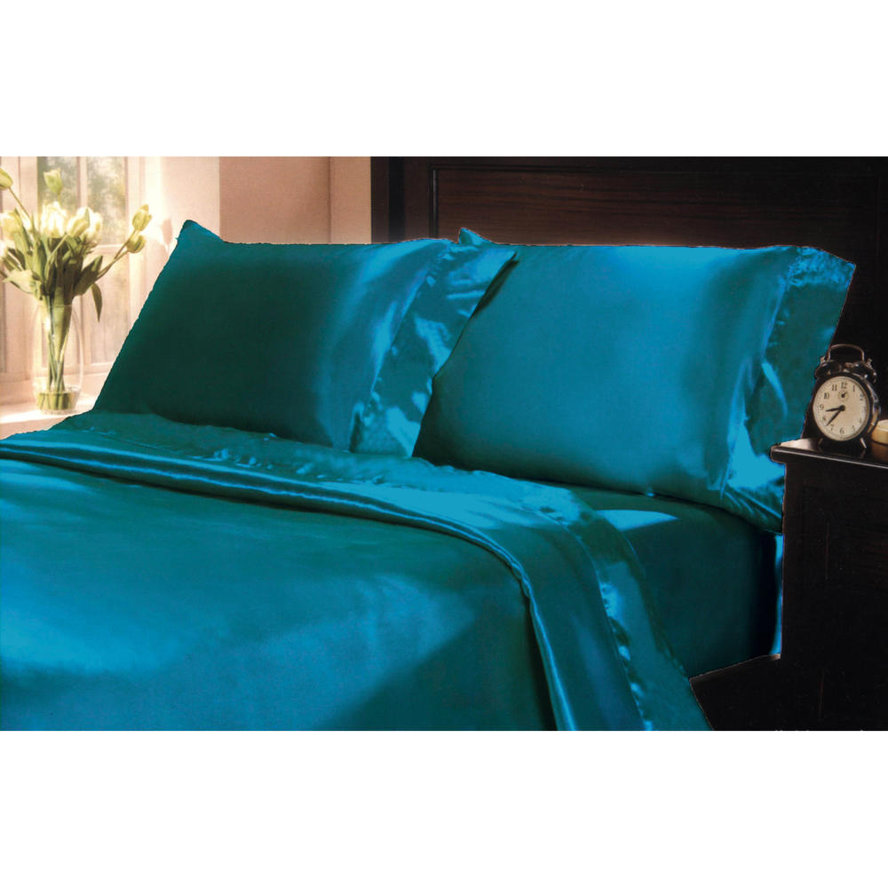 HG station 4pc. Satin Bedsheet and Pillowcase Set - Turquoise