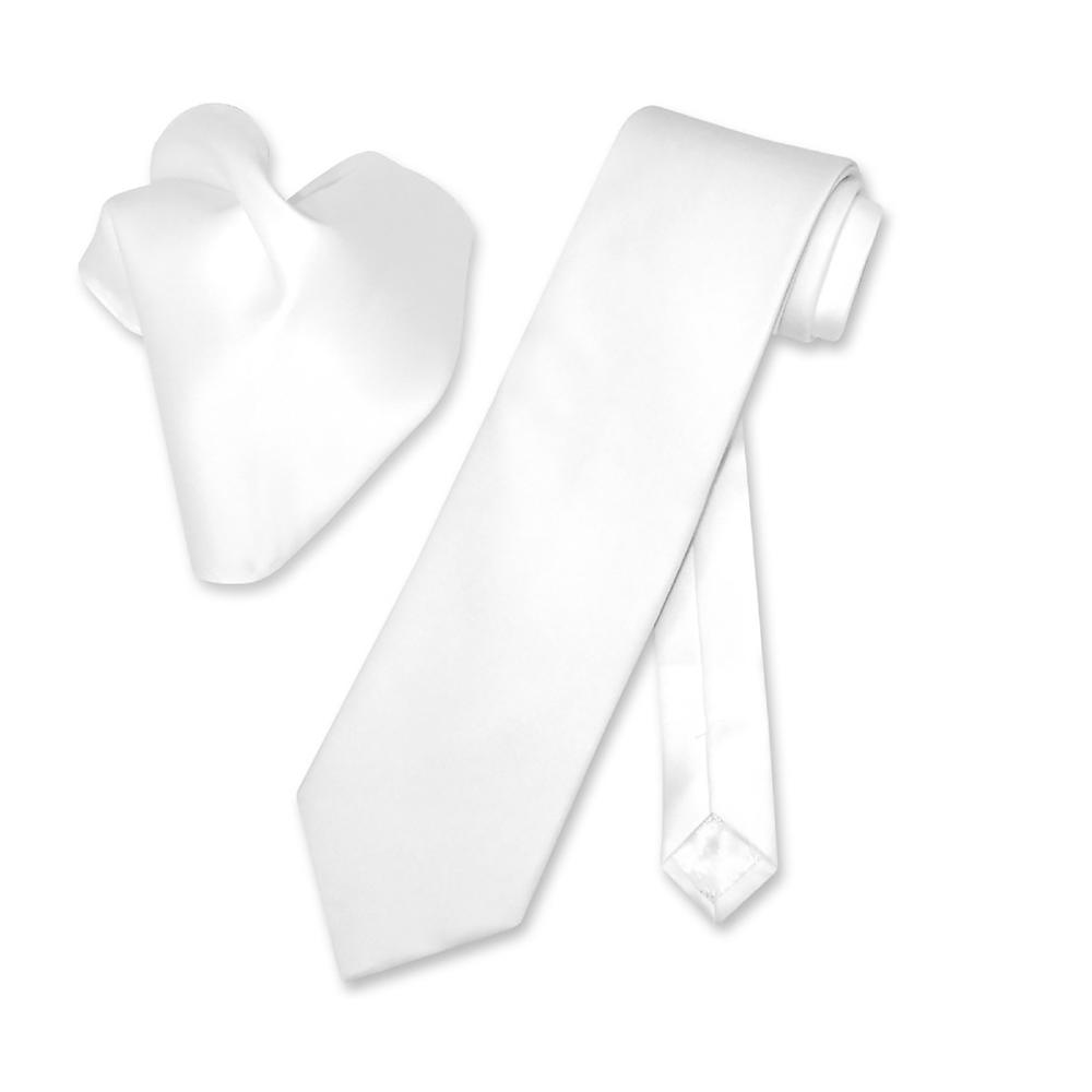 Vesuvio Napoli Men's Solid Necktie and Handkerchief Set - White