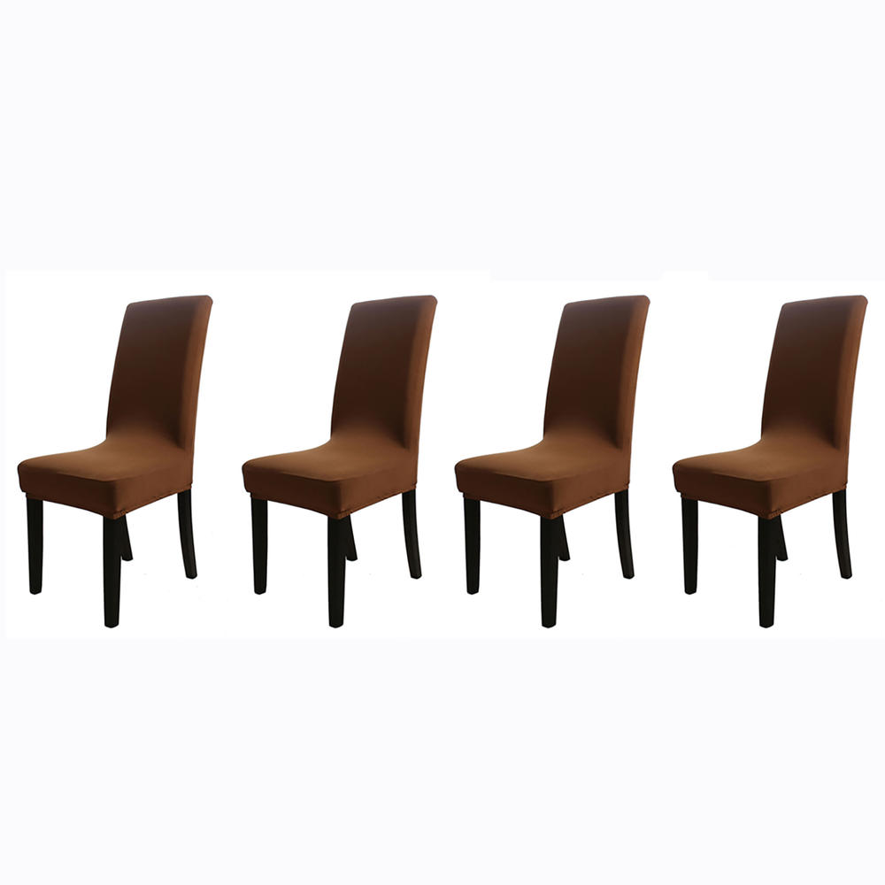 Unique Bargains 4pc. Stretch Chair Slipcover Set - Coffee