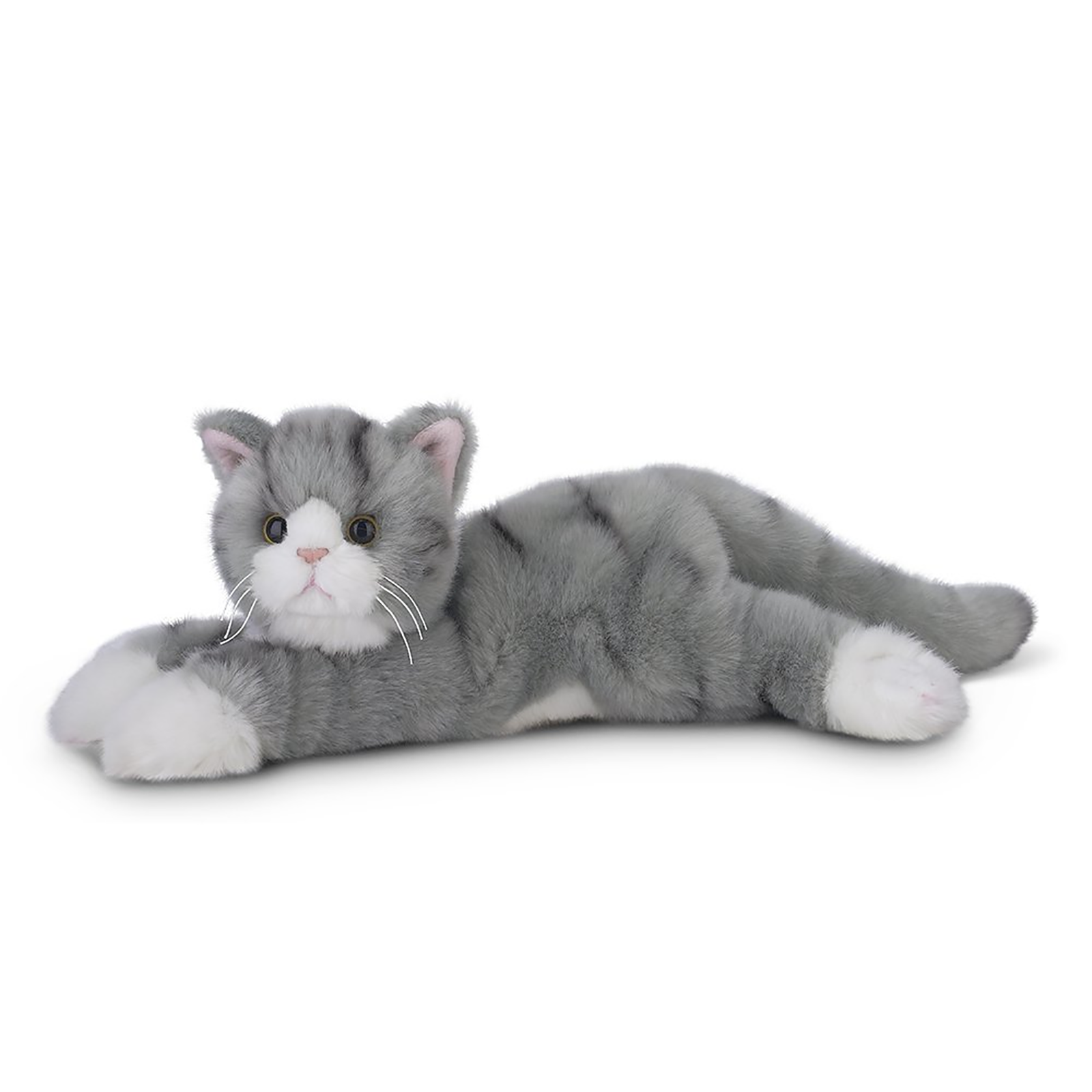 Bearington Collection Socks 15" Stuffed Tabby Cat Toy – Gray