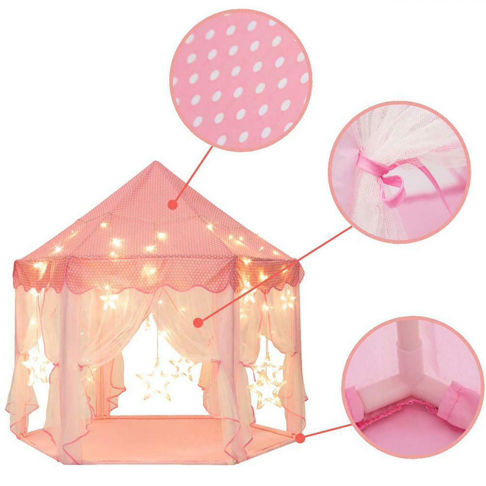 pink tent with star lights