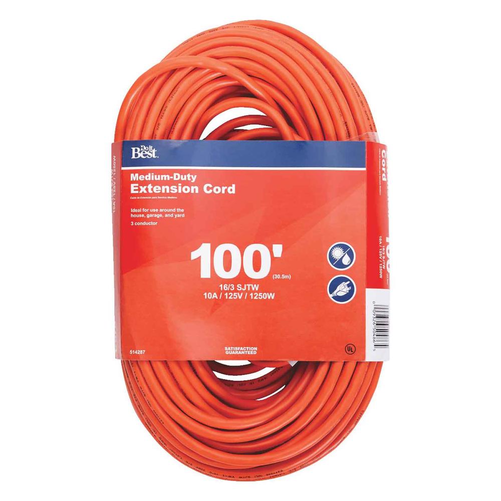 Sim Supply 16/3 X 100' Medium Duty Extension Cord – Orange