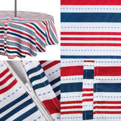 Design Imports Midwest Design Imports Design Imports Patriotic Stripe Outdoor Tablecloth With Zipper 60 inch Round