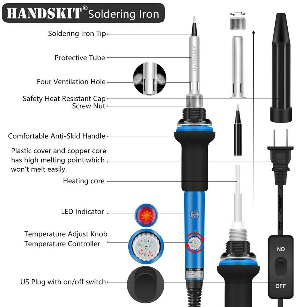 handskit 60W Adjustable Temperature 19-in-1 Soldering Iron Kit