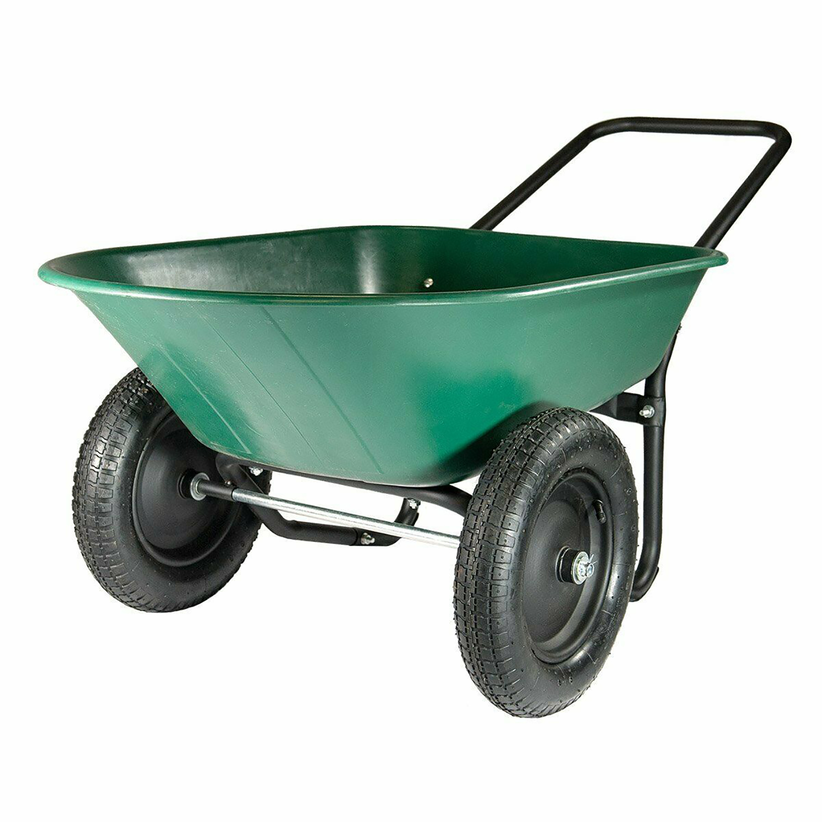 Marathon 70007-AMZ 2-tire Wheelbarrow Garden Cart - Green and Black