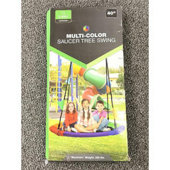 Sorbus Saucer Tree Swing in Multi-Color Rainbow â€“ Kids Indoor/Outdoor Round Mat Swing â€“ Great for Tree, Swing Set,
