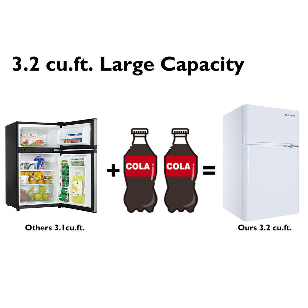 Costway EP22672WH 3.2cu.ft Small Top Mount Refrigerator - White