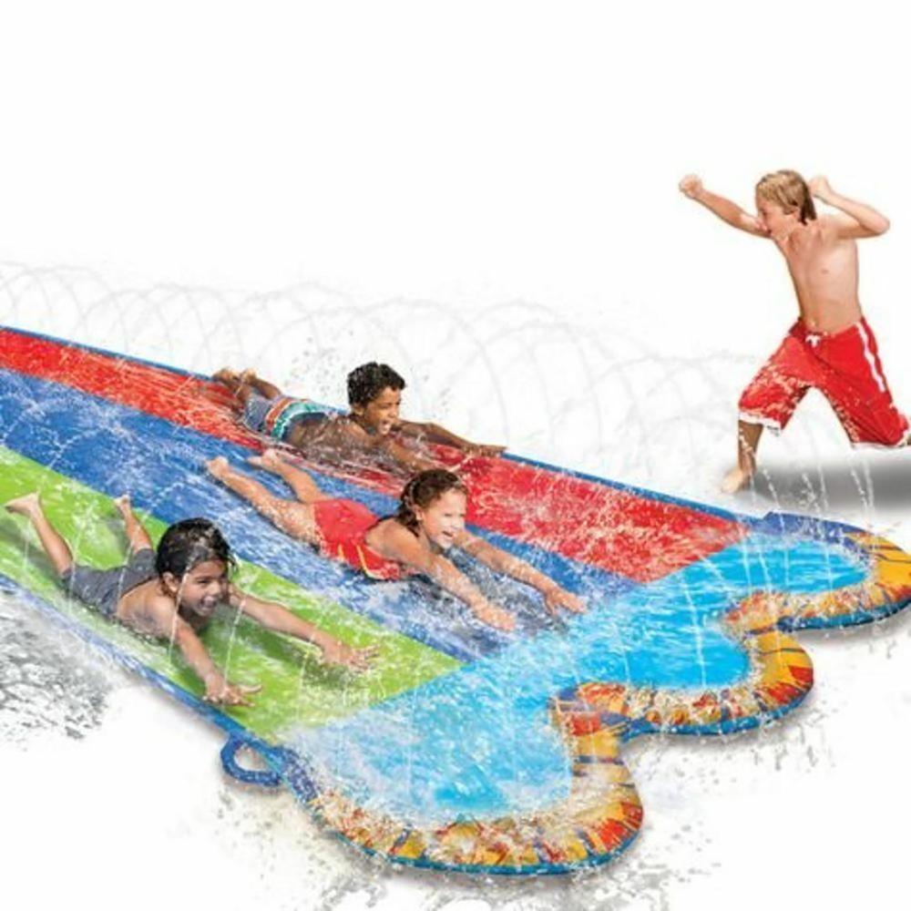 Banzai Slip and Slide Inflatable Triple Racer Water Slide - Multicolor