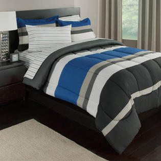 navy blue striped comforter twin