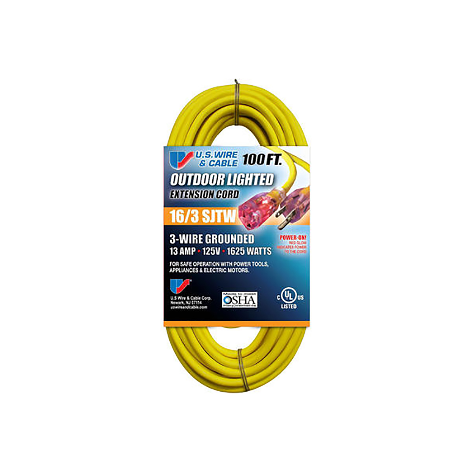 US WIRE & CABLE 100' Outdoor Lighted Extension Cord – Yellow