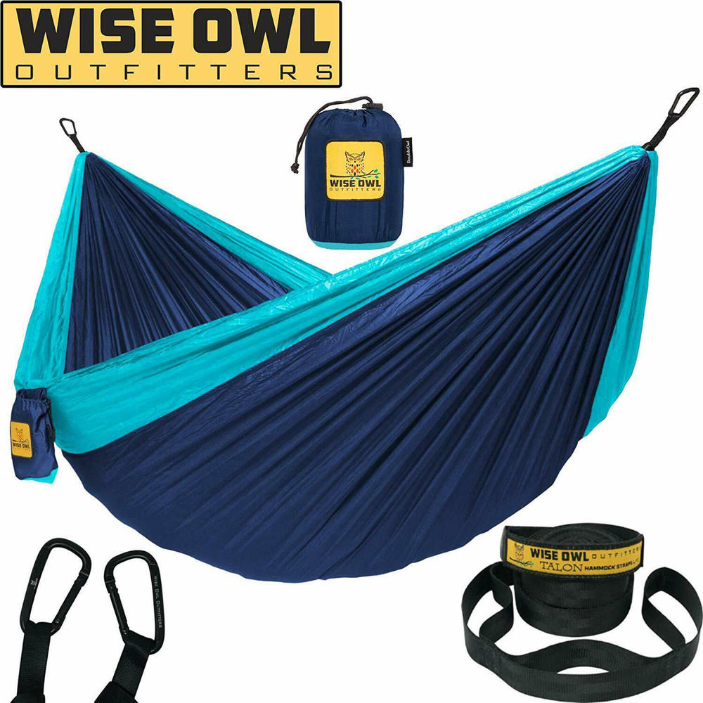 Wise Owl Outfitters Doubleowl Camping Hammock - Navy Blue and Light Blue