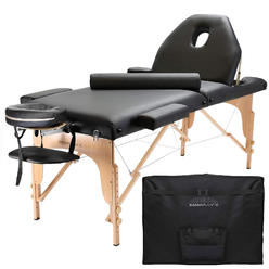 Saloniture Portable Black Massage Table with Bolster and Tilt Backrest