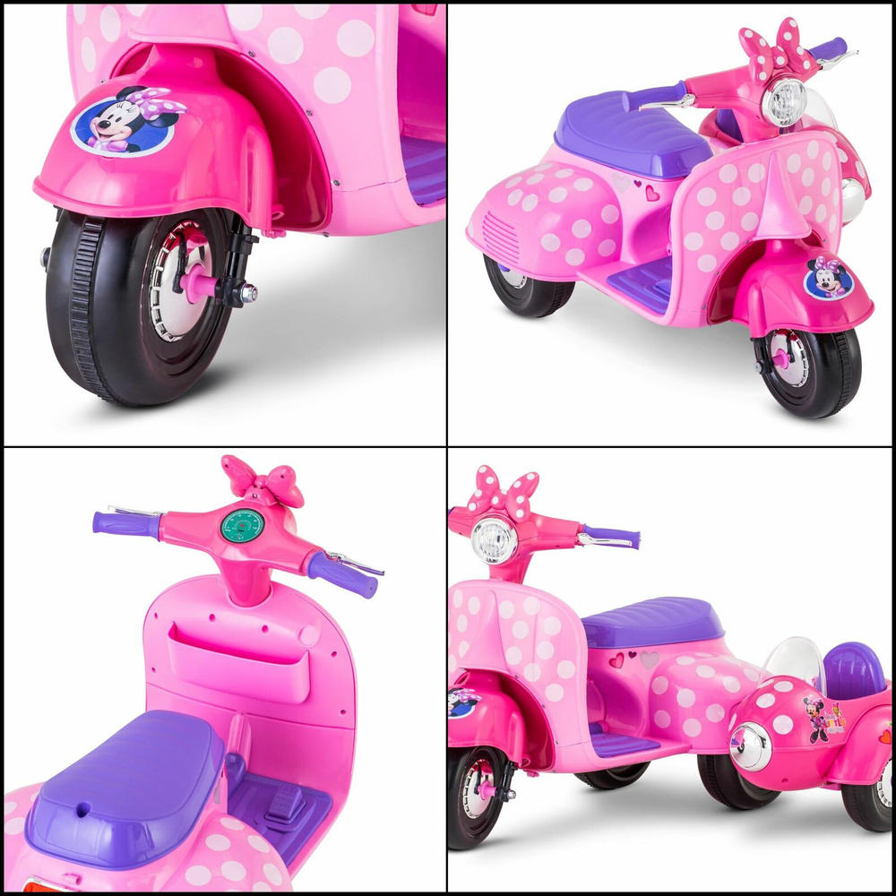 KidTrax 6V Minnie Mouse with Sidecar Ride On Toy Scooter