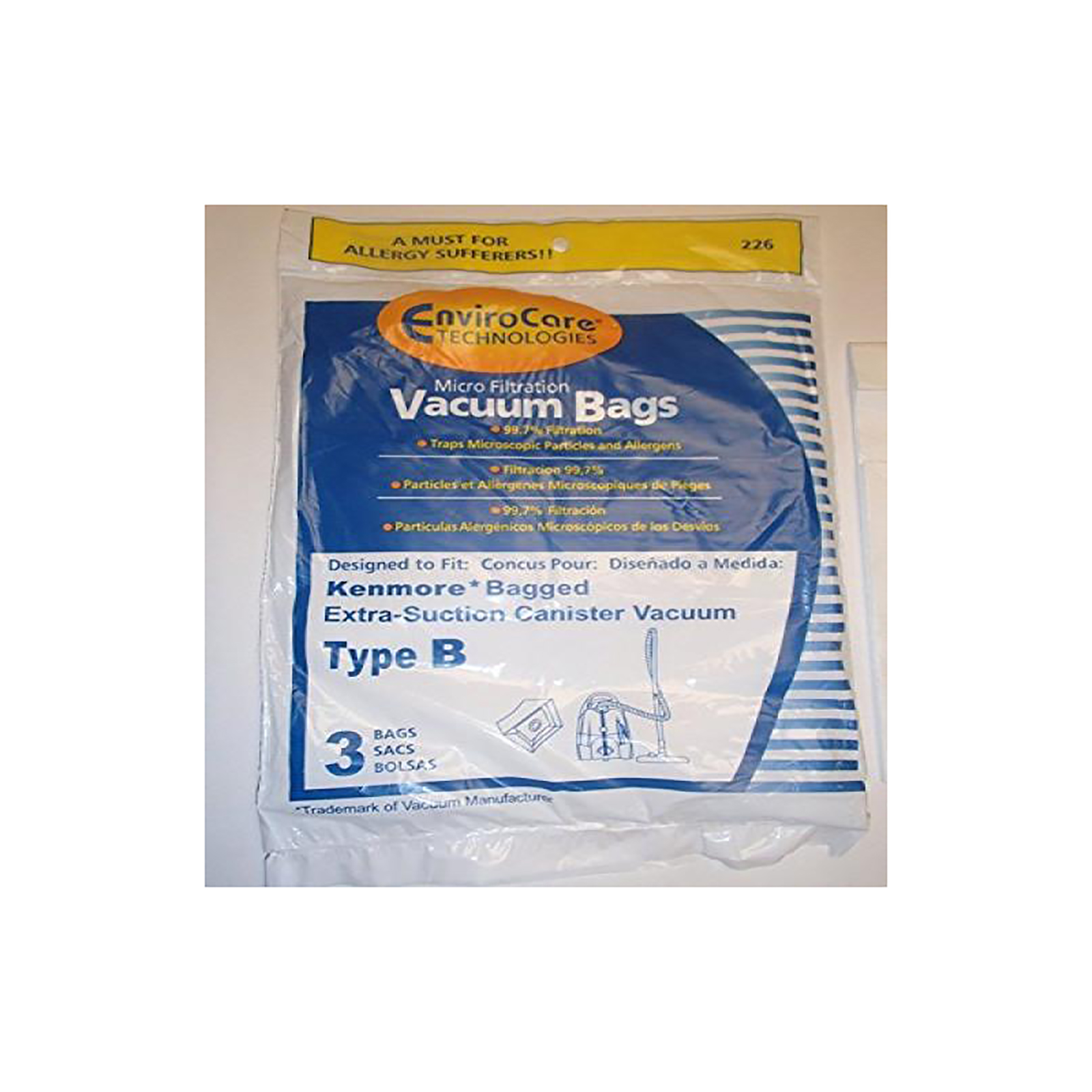 Envirocare 634875 3pc. Type B Canister Vacuum Cleaner Bags