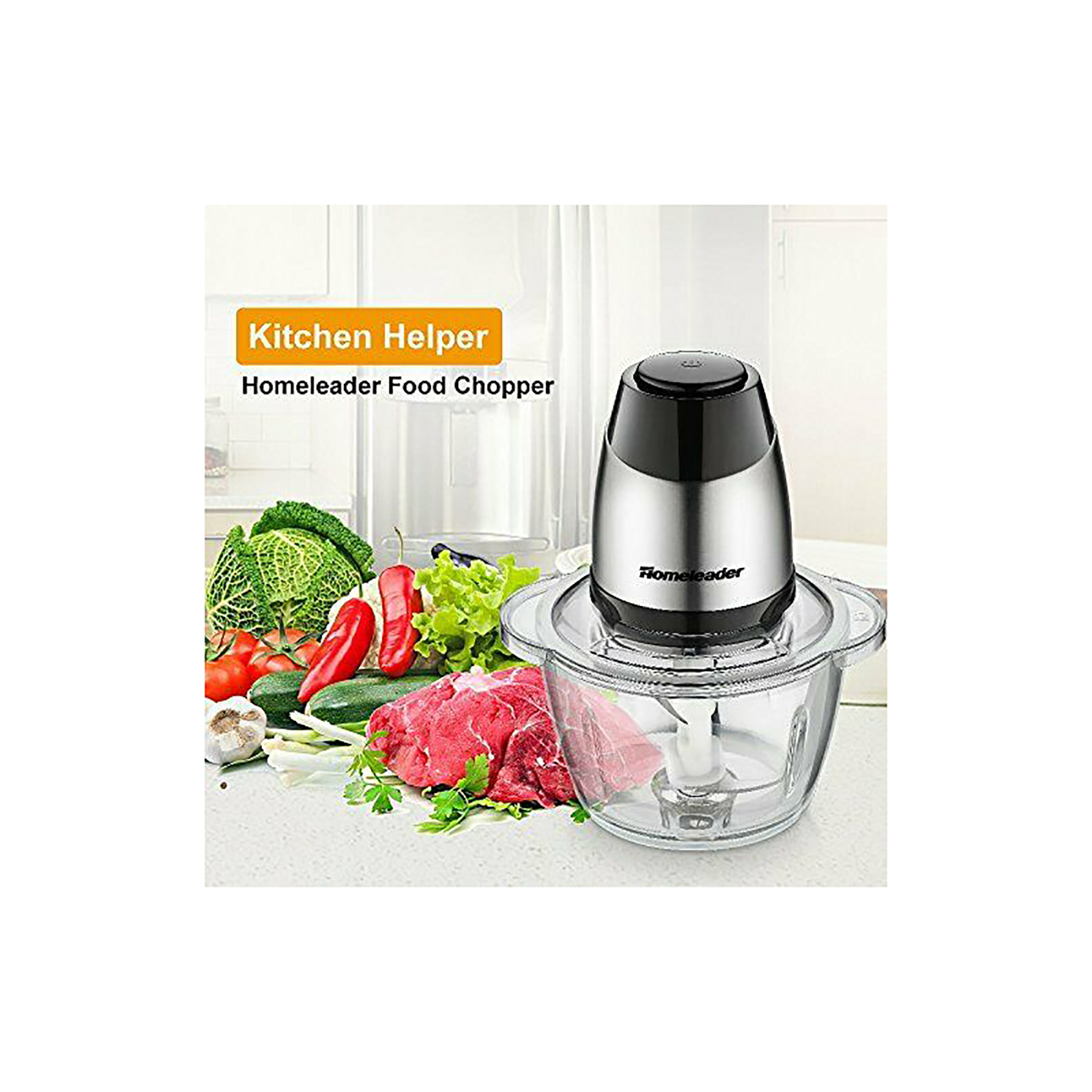 2-Speed 300W Mini Food Processor with 2.5 Cup Glass Bowl - Electric Chopper  for Meat, Vegetables, Fruits, Nuts, and Puree with Sharp Blades - Small  Kitchen Appliance