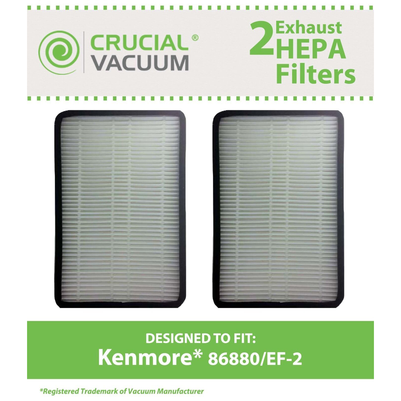Crucial Vacuum 2pc. Replacement HEPA EF2 Exhaust Filters for Kenmore