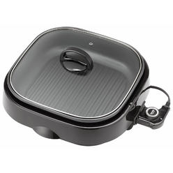 Aroma Housewares ASP-218B Grillet 4Qt. 3-in-1 Cool-Touch Electric Indoor Grill Portable, Dishwasher Safe, with Nonstick Pan & Te