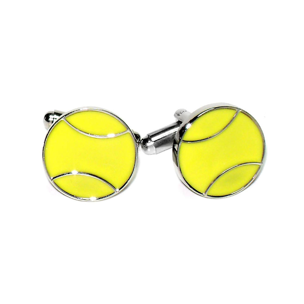 Krisar Men’s Tennis Ball Cufflinks–Yellow and Silver