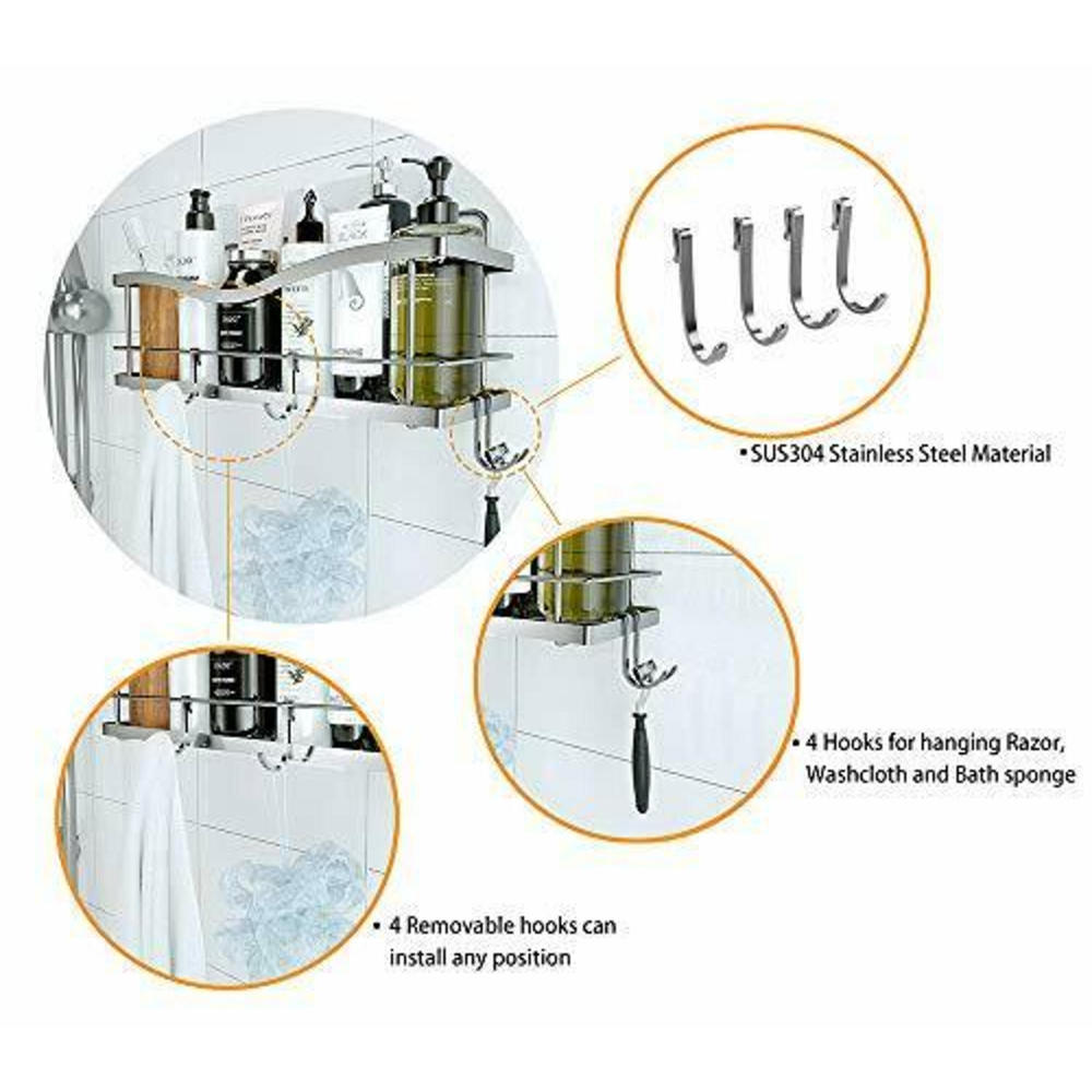 KINCMAX Shower Caddy Basket Shelf with Hooks