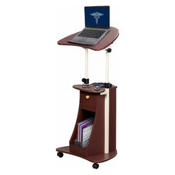 Techni Mobili Sit-to-Stand Rolling Adjustable Storage Medical Laptop Computer Cart, Chocolate