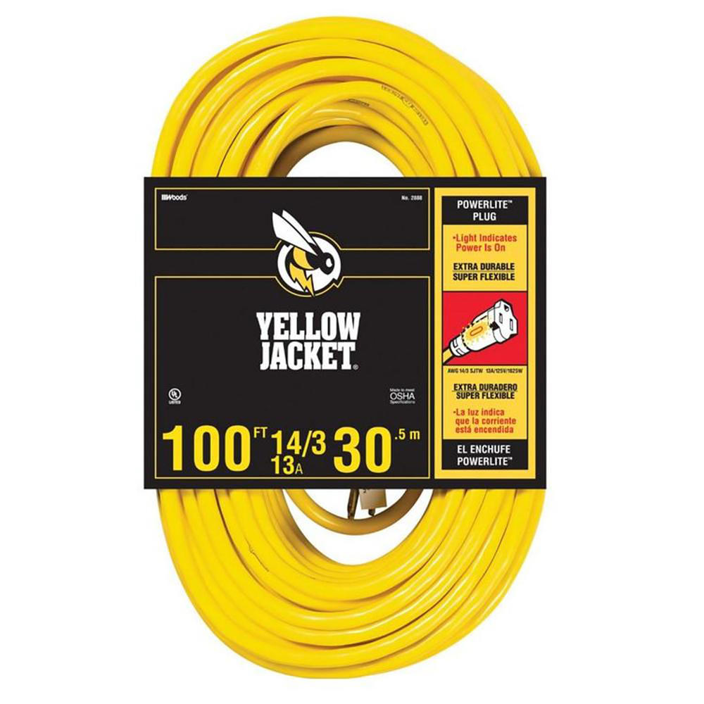 Yellow Jacket 100' Commercial Extension Cord - Yellow