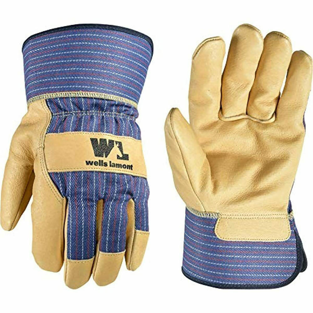 Wells Lamont XL Leather Palm Work Gloves - Blue/Tan