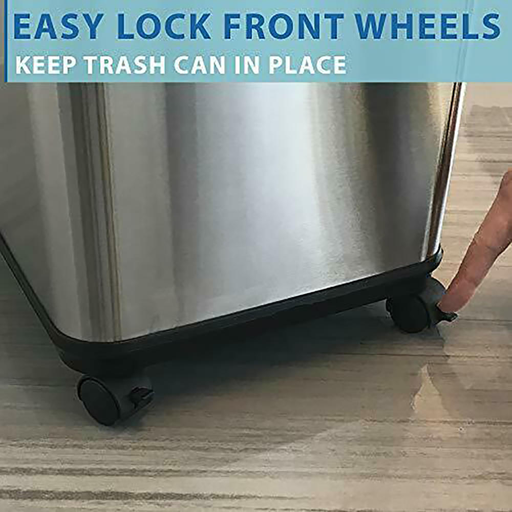 ITOUCHLESS 13gal Stainless Steel Sensor Kitchen Trash with Caster Wheels