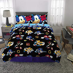 Franco Kids Bedding Super Soft Microfiber Comforter and Sheet Set, 5 Piece Full Size, Sonic The Hedgehog