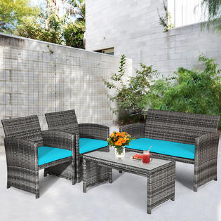 Topbuy 4 Piece Rattan Wicker Patio Furniture Set Sears Marketplace