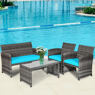 Topbuy 4 Piece Rattan Wicker Patio Furniture Set Sears Marketplace