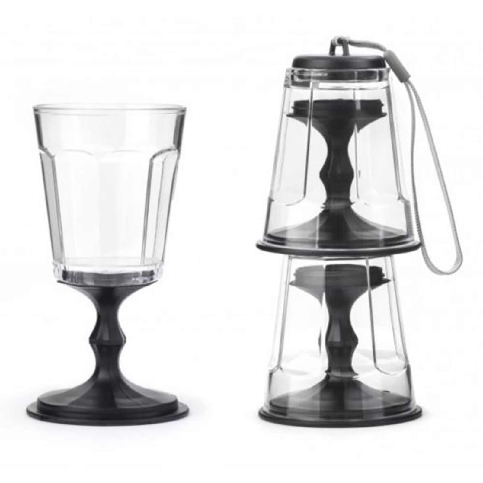 Kikkerland 2pc. Portable Travel Wine Glass Set - Black